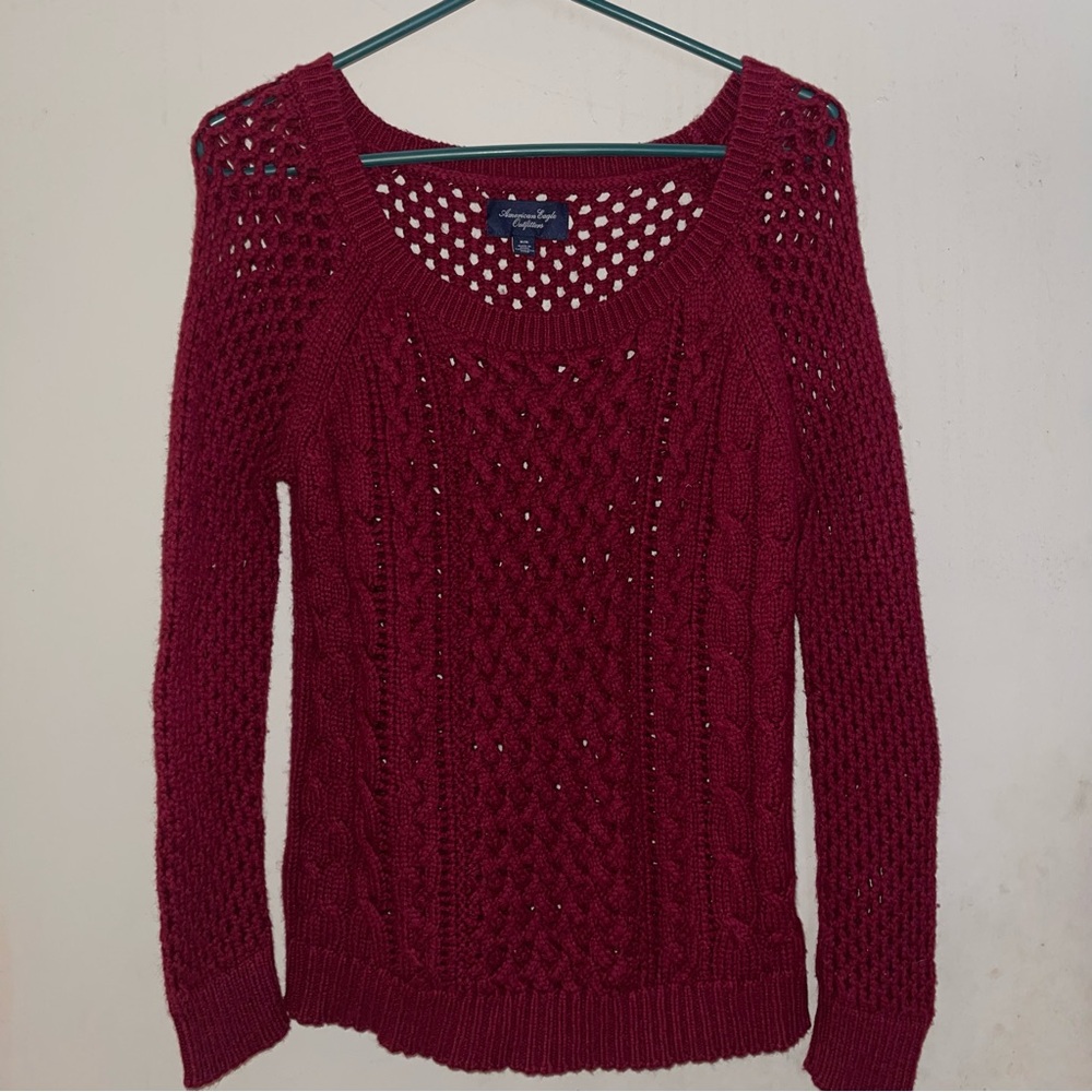 American Eagle Burgundy Knit Sweater